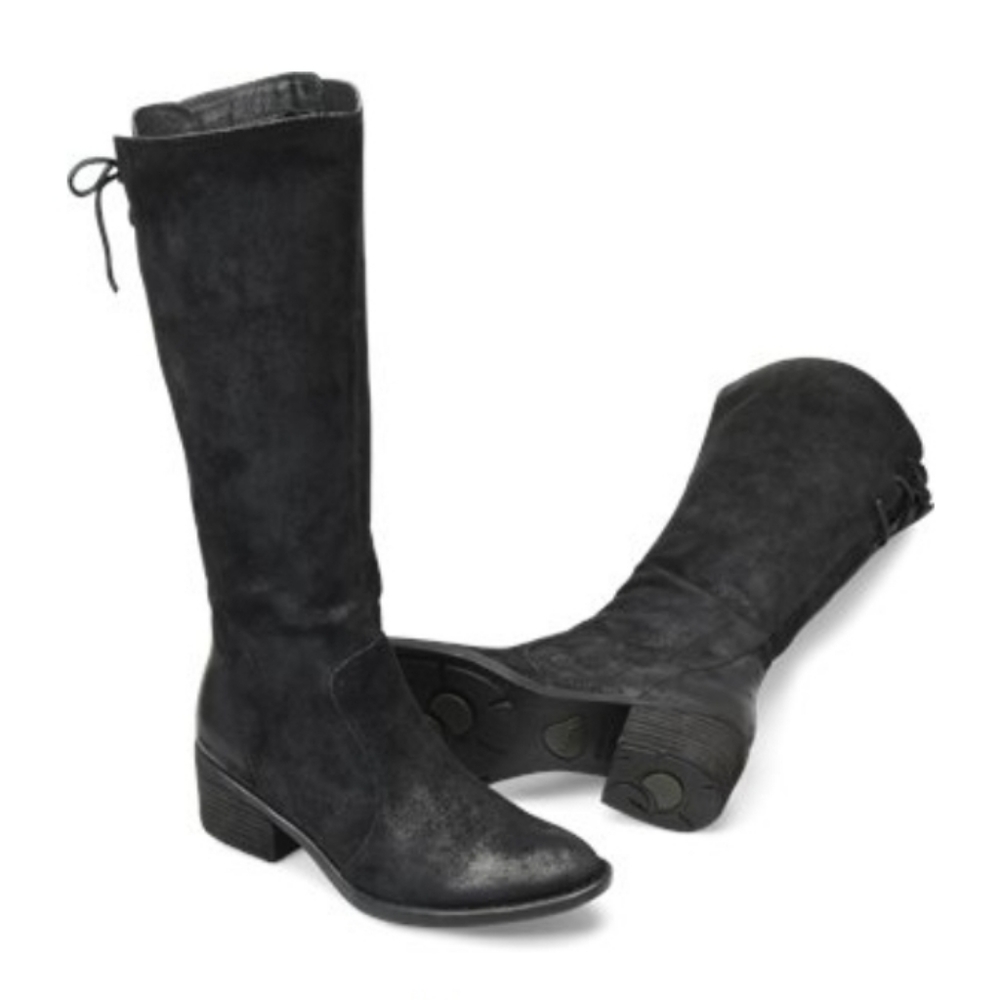 NWT Born Felicia leather tall boots gray zip up size 6 - Picture 1 of 7